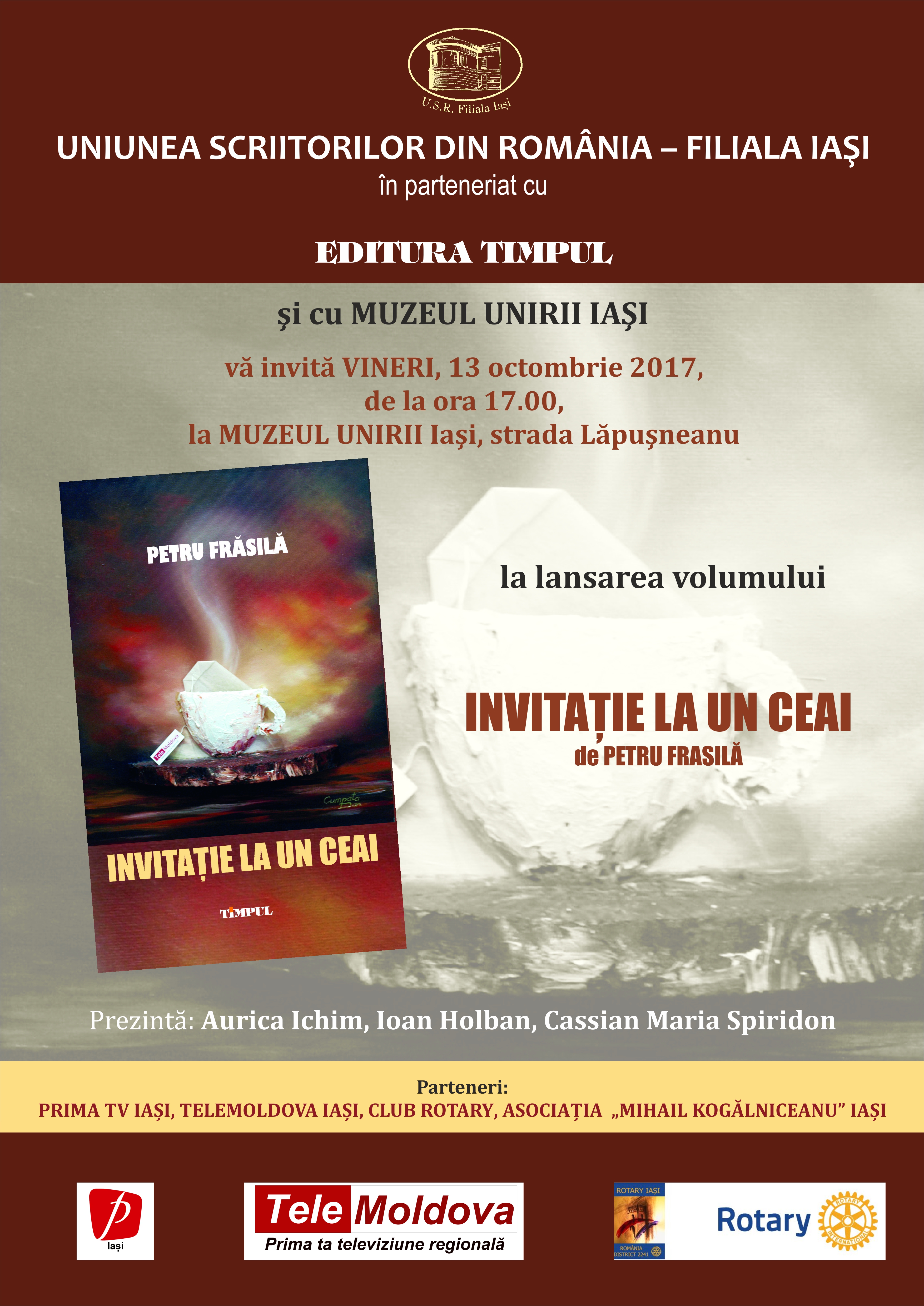 LANSARE DE CARTE: INVITAȚIE LA UN CEAI,autor Petru Frăsilă