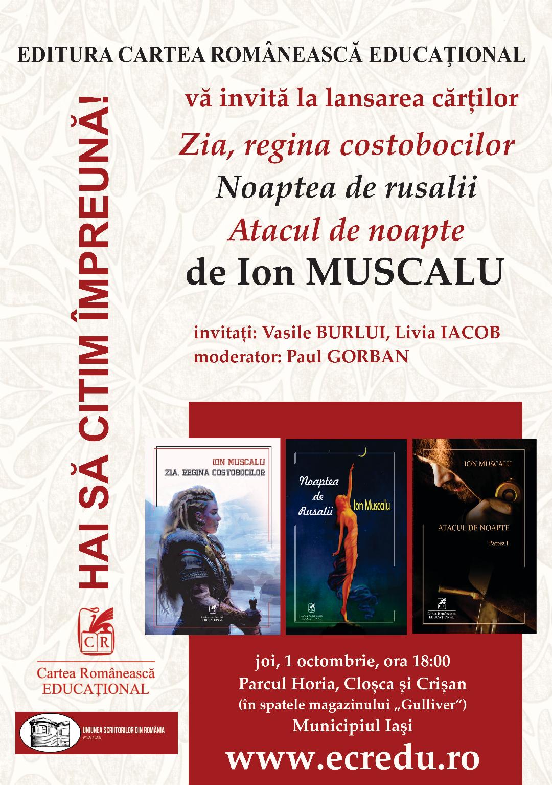 Triplă lansare de carte a lui Ion Muscalu, în „Parcul cărţilor româneşti”