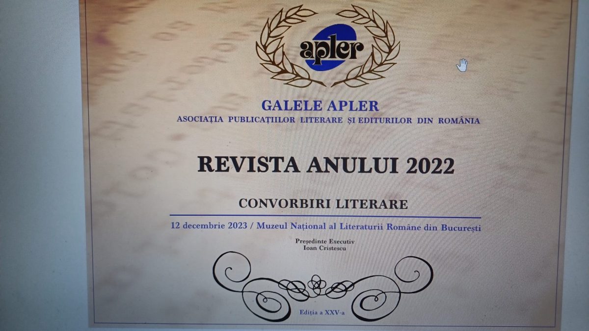 APLER: ”Convorbiri literare”– Premiul revista anului 2022